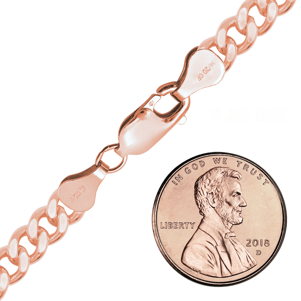 Finished Heavy Flat Curb Necklace in 14K Pink Gold-Filled (4.20 mm - 5.80 mm)