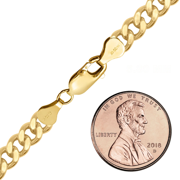 Finished Heavy Flat Curb Anklet in 14K Gold-Filled (1.10 mm - 10.50 mm)