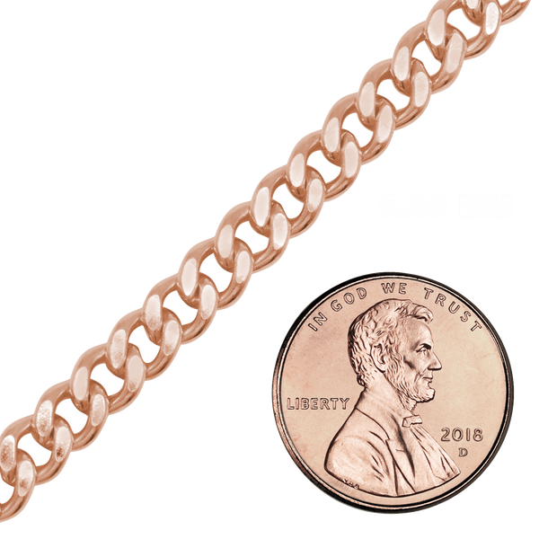 Bulk / Spooled Heavy Flat Curb Chain in 14K Pink Gold-Filled (4.20 mm - 5.80 mm)