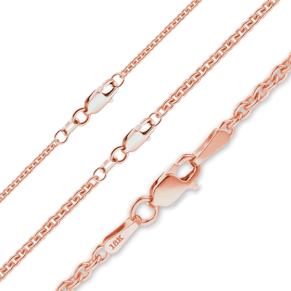 Finished Heavy Round Cable Anklet in 18K Pink Gold (1.05 mm - 2.20 mm)