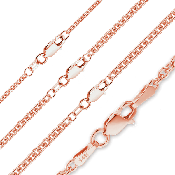 Finished Heavy Round Cable Necklace in 18K Pink Gold (1.05 mm - 2.20 mm)