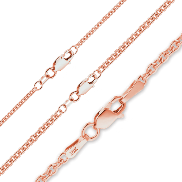 Finished Heavy Round Cable Necklace in 18K Pink Gold (1.05 mm - 2.20 mm)