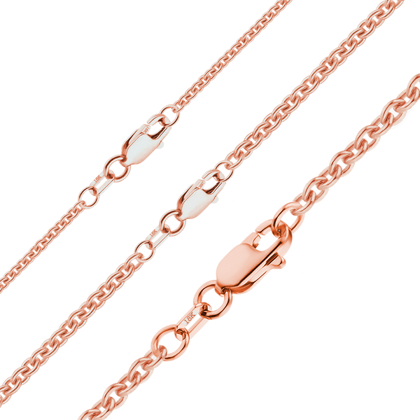 Finished Heavy Round Cable Anklet in 18K Pink Gold (1.05 mm - 2.20 mm)