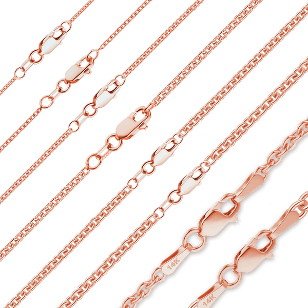 Finished Heavy Round Cable Bracelet in 14K Pink Gold (0.70 mm - 3.00 mm)