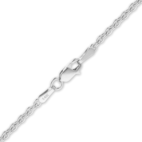 Finished Heavy Round Cable Anklet in 14K White Gold (0.70 mm - 3.00 mm)