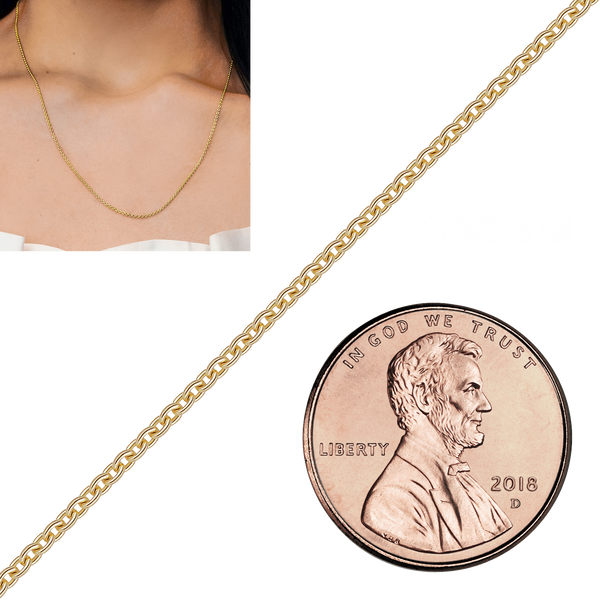 Bulk / Spooled Heavy Round Cable Chain in 14K & 18K Yellow Gold (0.70 mm - 4.30 mm)