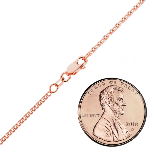 Finished Heavy Round Cable Anklet in 14K Pink Gold (0.70 mm - 3.00 mm)