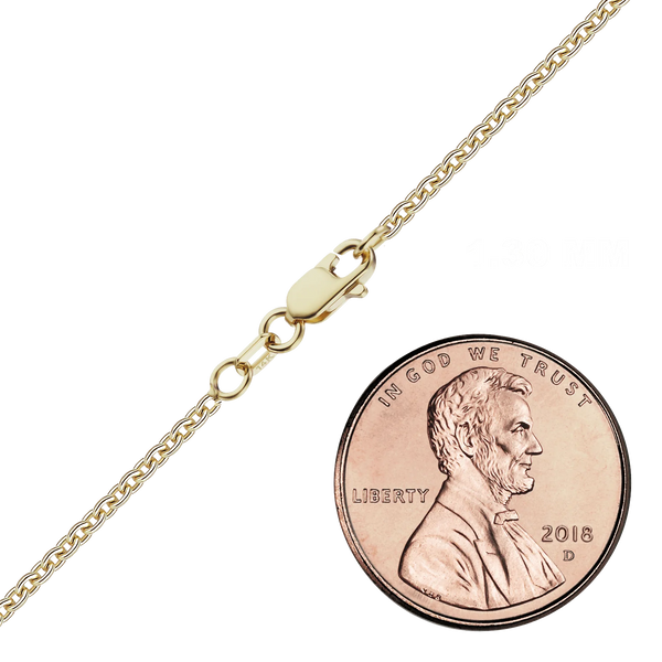 Finished Heavy Round Cable Anklet in 18K Yellow Gold (0.70 mm - 3.80 mm)