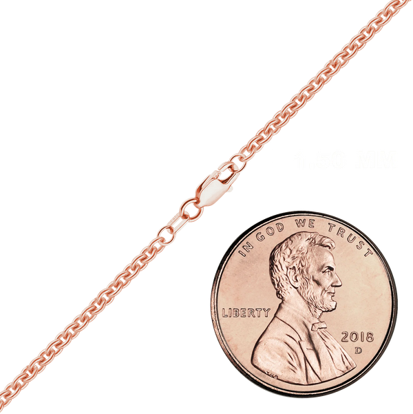 Finished Heavy Round Cable Necklace in 18K Pink Gold (1.05 mm - 2.20 mm)