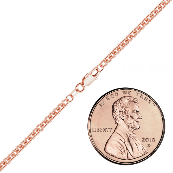 Finished Heavy Round Cable Necklace in 18K Pink Gold (1.05 mm - 2.20 mm)