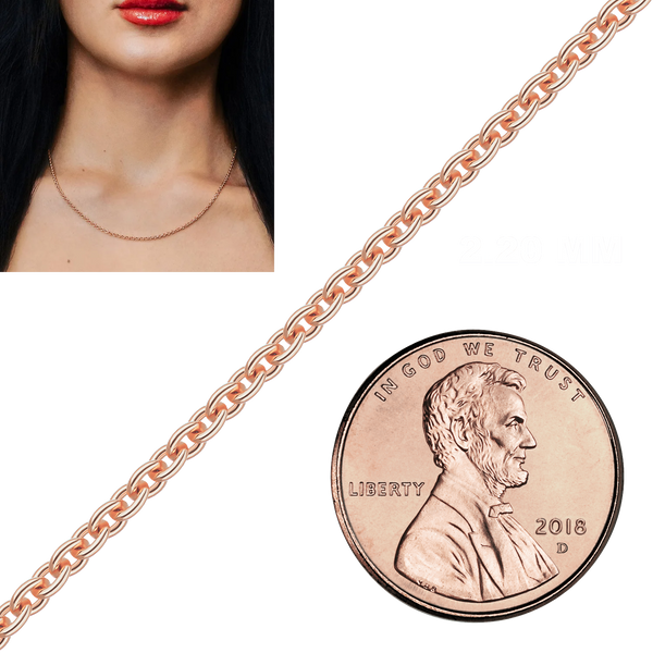 Bulk / Spooled Heavy Round Cable Chain in 14K & 18K Pink Gold (0.70 mm - 3.00 mm)