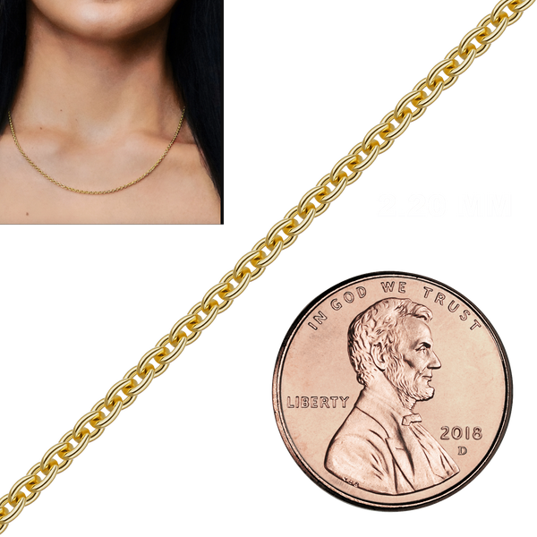 Bulk / Spooled Heavy Round Cable Chain in 14K & 18K Yellow Gold (0.70 mm - 4.30 mm)