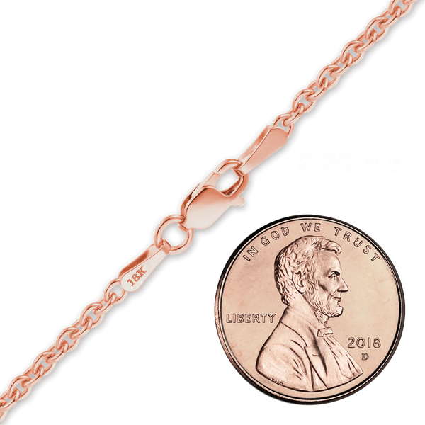 Finished Heavy Round Cable Anklet in 18K Pink Gold (1.05 mm - 2.20 mm)