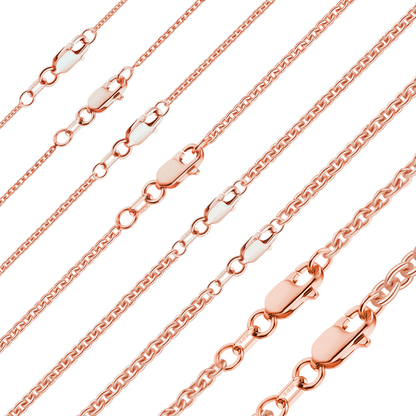 Finished Heavy Round Cable Anklet in 14K Pink Gold (0.70 mm - 3.00 mm)