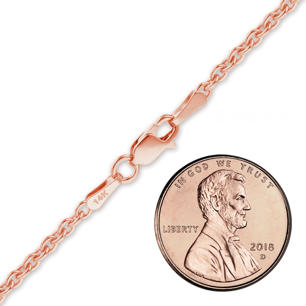 Finished Heavy Round Cable Anklet in 14K Pink Gold (0.70 mm - 3.00 mm)