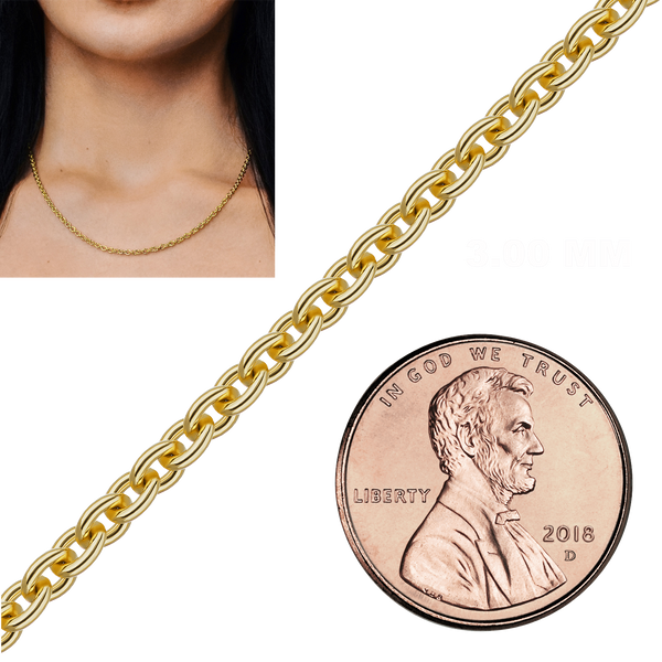 Bulk / Spooled Heavy Round Cable Chain in 14K & 18K Yellow Gold (0.70 mm - 4.30 mm)