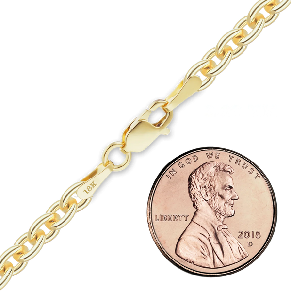 Finished Heavy Round Cable Bracelet in 18K Yellow Gold (0.70 mm - 3.80 mm)