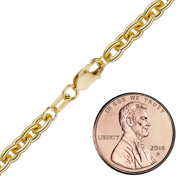 Finished Heavy Round Cable Anklet in 18K Yellow Gold (0.70 mm - 3.80 mm)