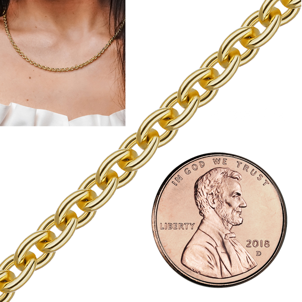 Bulk / Spooled Heavy Round Cable Chain in 14K & 18K Yellow Gold (0.70 mm - 4.30 mm)