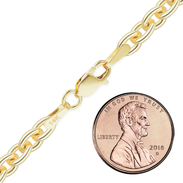 Finished Heavy Round Cable Anklet in 14K Yellow Gold (0.70 mm - 4.30 mm)