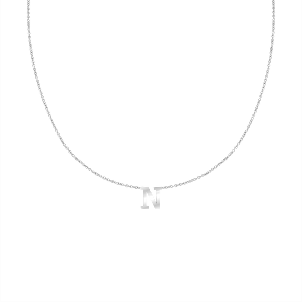 Hanging Initial Necklace in 14K White Gold (18" Chain)