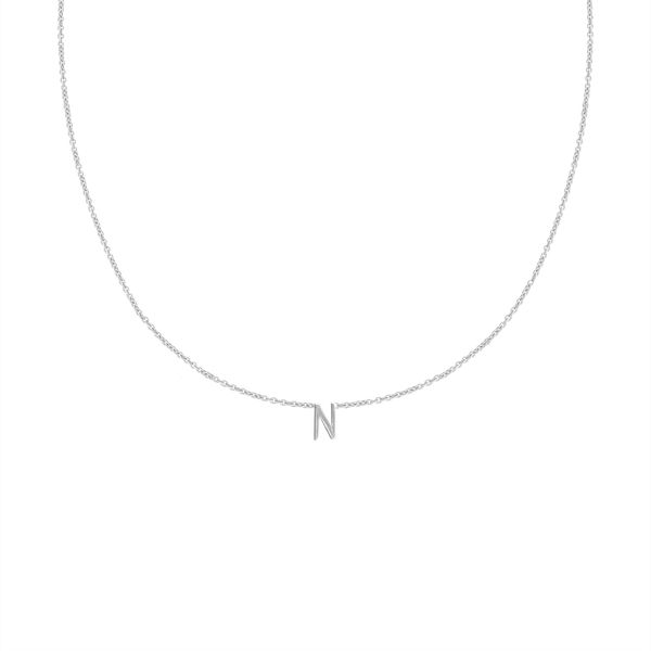 Hanging Initial Necklace in 14K White Gold (18" Chain)