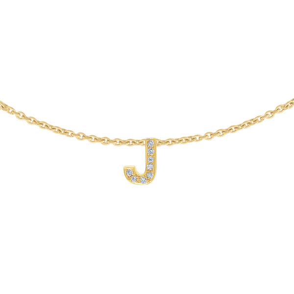 Hanging Initial Necklace with Lab Grown Diamonds in 14K Yellow Gold (Medium Round Cable)