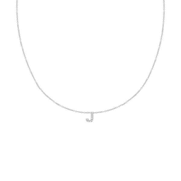 Hanging Initial Necklace with Natural Diamonds in 14K Gold (18" Chain)