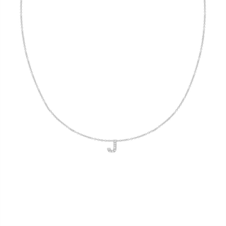 Hanging Initial Necklace with Lab Grown Diamonds in 14K White Gold (Medium Round Cable)