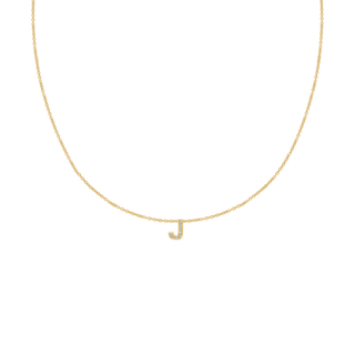 Hanging Initial Necklace with Lab Grown Diamonds in 14K Yellow Gold (Medium Round Cable)