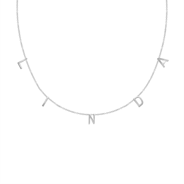 Hanging Initial Necklace in 14K White Gold (18" Chain)