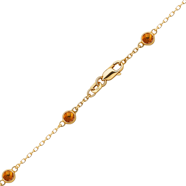 Finished Diamond by the Yard Cable Chain Necklace in 14K Yellow Gold with Citrine Stones