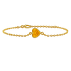Diamond or Gemstone Heart Bezel Charm in 14K Yellow Diamond Cut Cable Bracelet