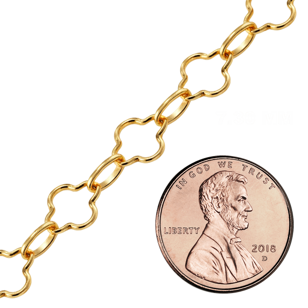 Bulk / Spooled Alternating Clover Chain in 14K Gold-Filled (7.30 mm - 11.00 mm)