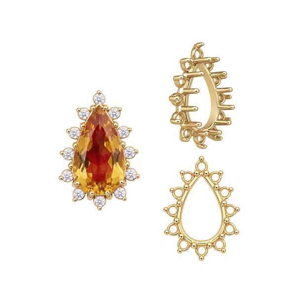12 Stone Pear Shape Cluster Tops (6.00 x 4.00 mm - 20.00 x 12.00 mm)