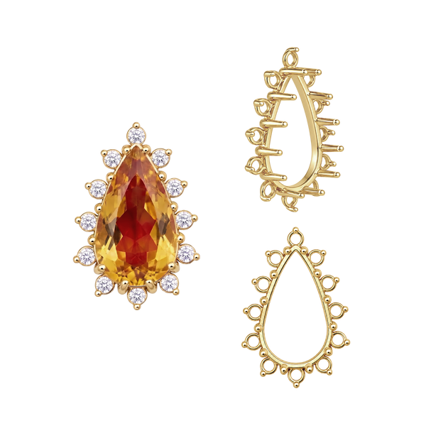 12 Stone Pear Shape Cluster Tops (6.00 x 4.00 mm - 20.00 x 12.00 mm)