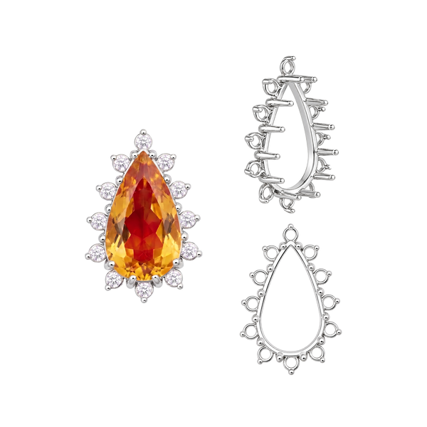 12 Stone Pear Shape Cluster Tops (6.00 x 4.00 mm - 20.00 x 12.00 mm)