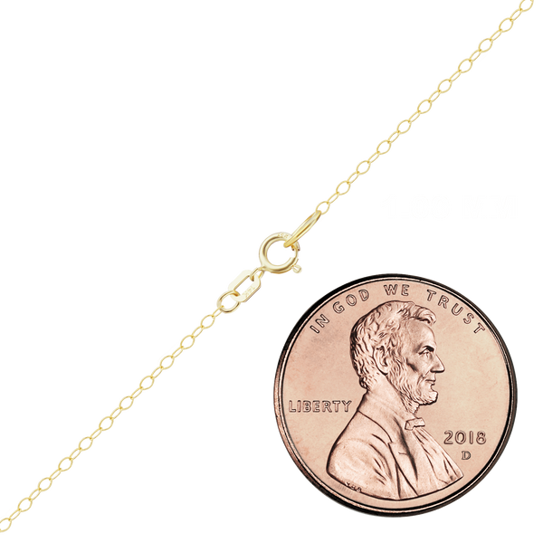 Finished Light Round Cable Anklet in 14K Yellow Gold (1.00 mm - 6.80 mm)
