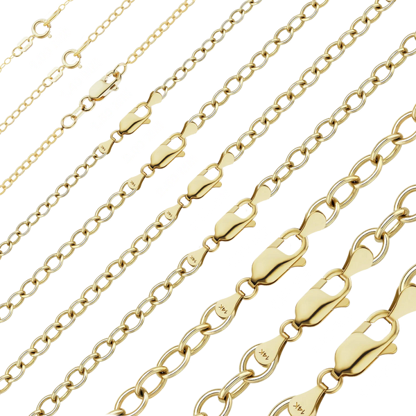 Finished Light Round Cable Anklet in 14K Yellow Gold (1.00 mm - 6.80 mm)