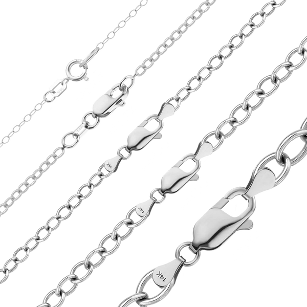 Finished Light Round Cable Anklet in 14K White Gold (1.00 mm - 4.60 mm)