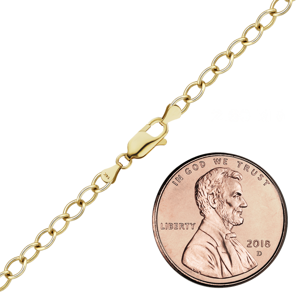 Finished Light Round Cable Anklet in 14K Yellow Gold (1.00 mm - 6.80 mm)