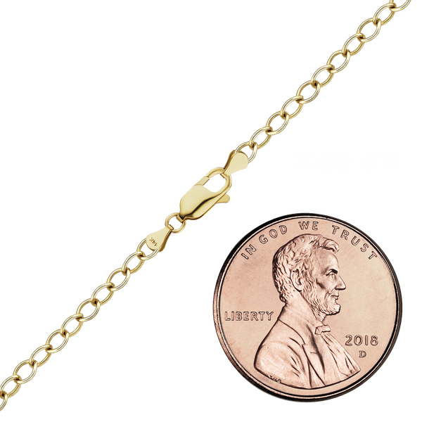 Finished Light Round Cable Anklet in 14K Yellow Gold (1.00 mm - 6.80 mm)