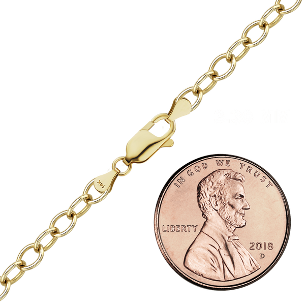 Finished Light Round Cable Anklet in 14K Yellow Gold (1.00 mm - 6.80 mm)