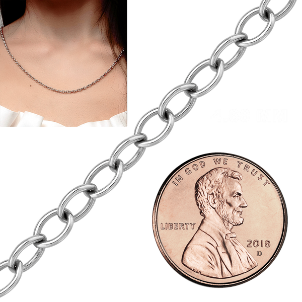 Bulk / Spooled Light Round Cable Chain in 14K White Gold (1.00 mm - 4.60 mm)