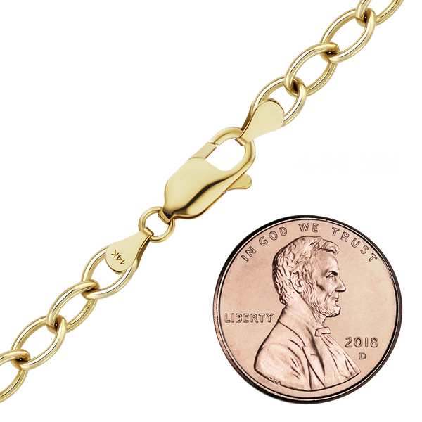 Finished Light Round Cable Anklet in 14K Yellow Gold (1.00 mm - 6.80 mm)