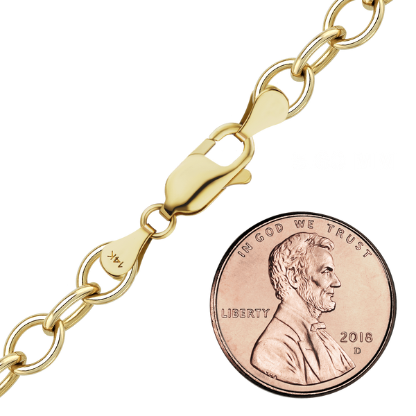 Finished Light Round Cable Bracelet in 14K Yellow Gold (1.00 mm - 6.80 mm)