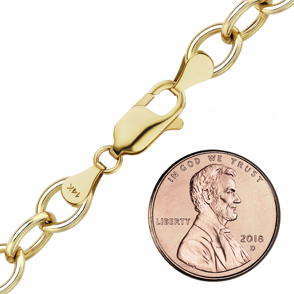 Finished Light Round Cable Anklet in 14K Yellow Gold (1.00 mm - 6.80 mm)