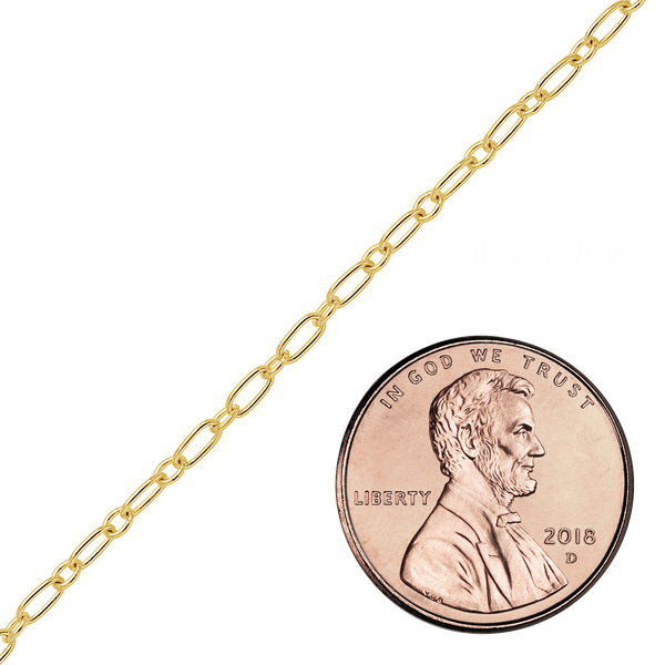 Bulk / Spooled Long & Short Cable Chain in 14K Yellow Gold (1.60 mm - 2.50 mm)