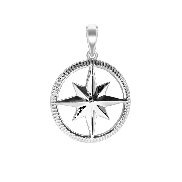 8 Pointed Star Charm in Sterling Silver (29 x 17mm)