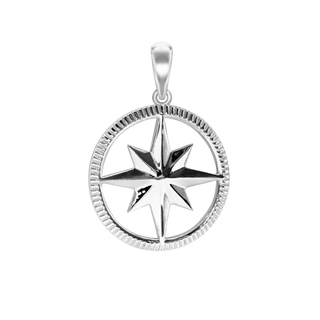 8 Pointed Star Charm in Sterling Silver (29 x 17mm)